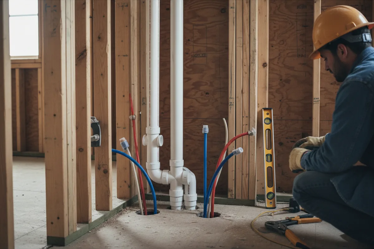 Drain and supply rough-in during Drain Cleaning in Mitchells