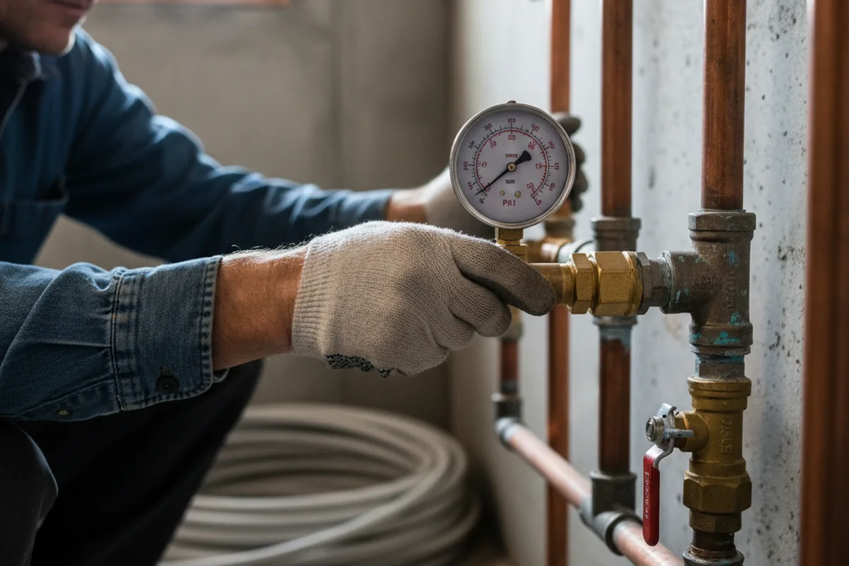 Pressure testing a repaired line during Water Line Repair in Mitchells